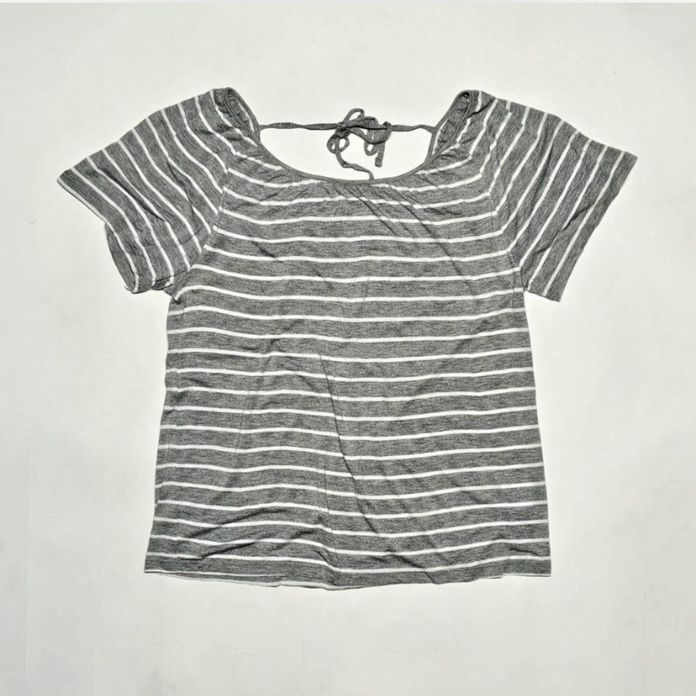 Old Navy Grey/White Striped Tee, Size L